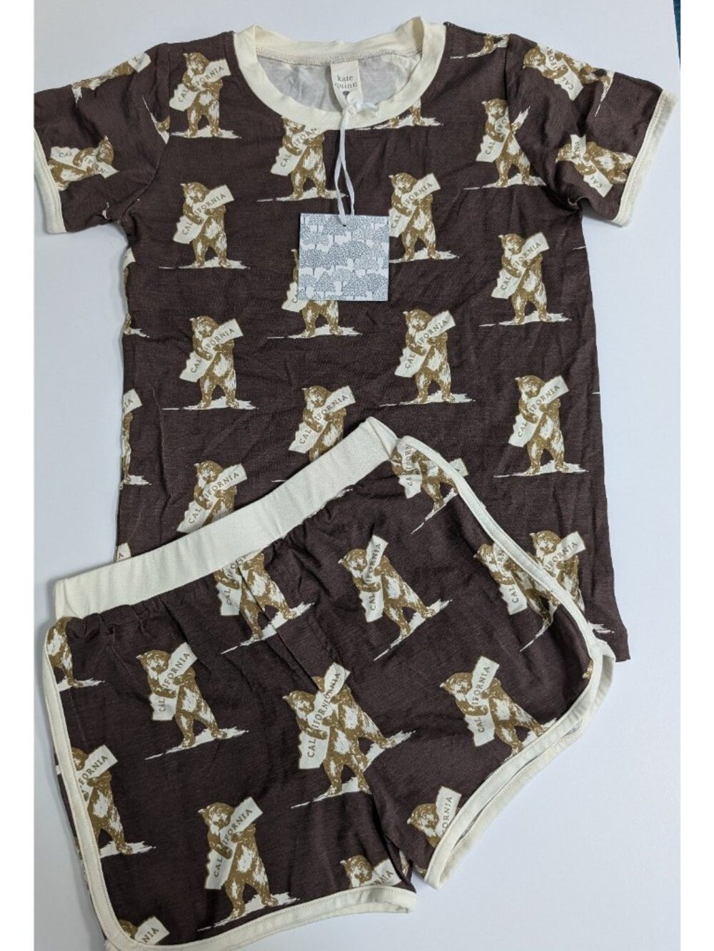Kate Quinn Bamboo California Bears Ringer Tee Track Shorts Set 6Y